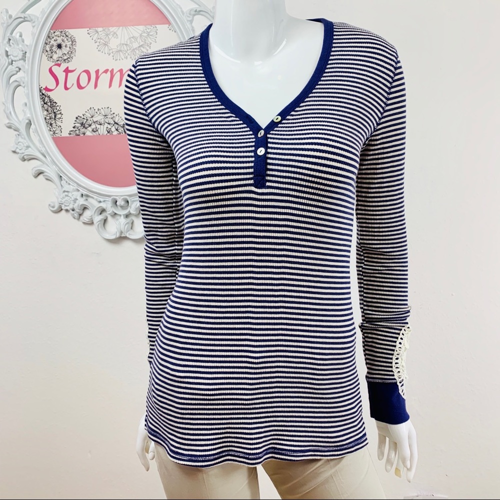 Altard State / Purple White Stripe Crochet Tunic